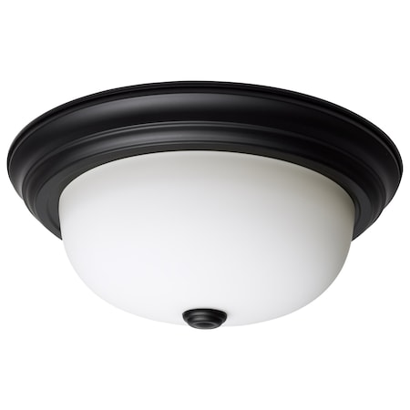 2-Light 13-Inch Flush Mount, Matte Black Finish Opal Glass